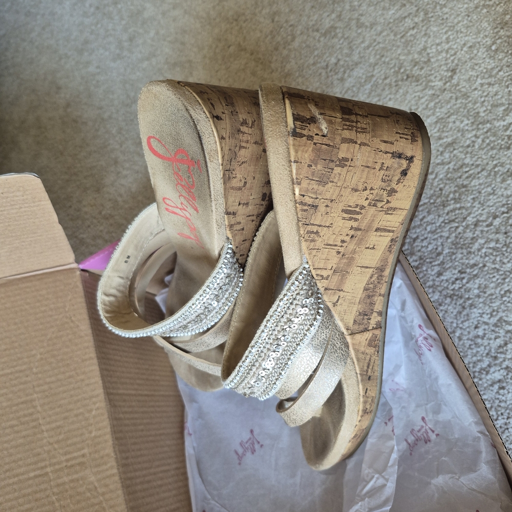 Jellypop Tan Wedge Sandals - Picture 4 of 5